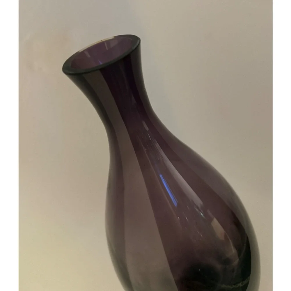 ✨ KROSNO Art Glass Flower Vase – Plum / Smoke – Poland ✨